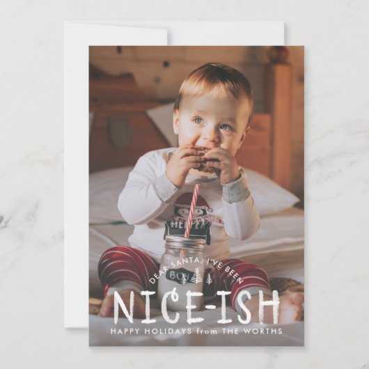 Mooie Naughty of Nice Funny Kerstmis Kaart (Voorkant)