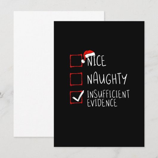 Mooie Naughty Onvoldoende bewijs kerstman Kaart (Voorkant / Achterkant)