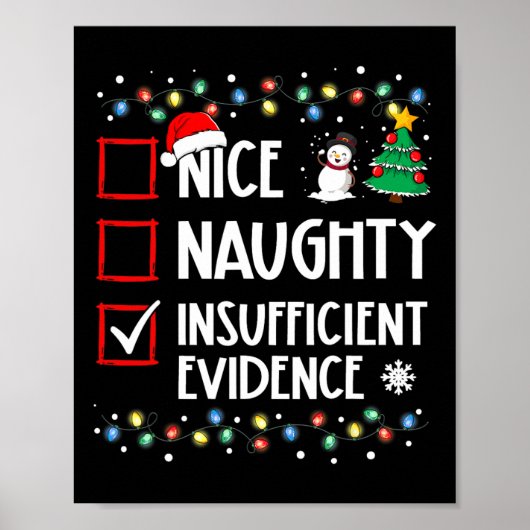 Mooie Naughty Onvoldoende bewijs kerstviering Poster (Voorkant)
