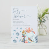 Mooie Nautische Aquarel Babyshower Uitnodiging (Staand voorkant)