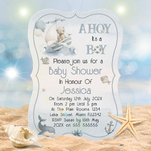 Mooie Nautische Jongens Baby Shower Uitnodiging