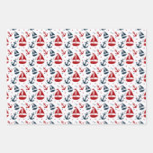 Mooie Nautische Thema Rood en Blauw Gift Inpakpapier Vel (Voorkant)