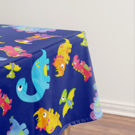Mooie Navy Blauwe Patroon Dinosaurus Verjaardag Tafelkleed