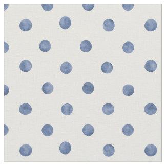 Mooie navy blauwe polka stippen op witte achtergro stof