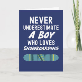 Mooie Navy-blauwe snowboarder-kaarten voor jongens Kaart