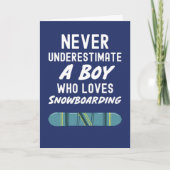 Mooie Navy-blauwe snowboarderkaarten voor jongens  Kaart (Voorkant)