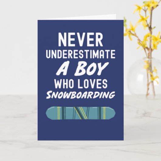 Mooie Navy-blauwe snowboarderkaarten voor jongens  Kaart (Gele Bloem)