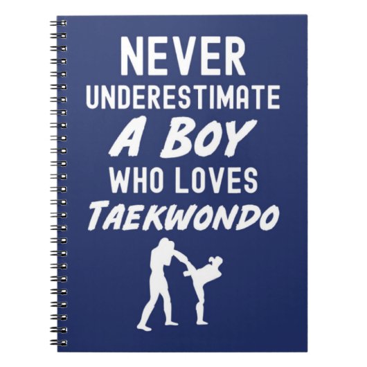 Mooie Navy-blauwe Taekwondo-cadeaus voor babyjonge Notitieboek (Voorkant)