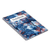 Mooie Navy Blue Cherry Blossom Print Notitieboek (Rechterzijde)