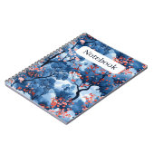Mooie Navy Blue Cherry Blossom Print Notitieboek (Linkerzijde)