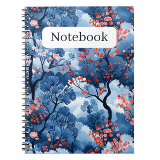 Mooie Navy Blue Cherry Blossom Print Notitieboek