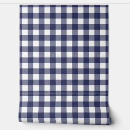 Mooie Navy Gingham Geruite Groen Buffalo Plaid Behang