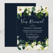 Mooie Navy Witte Bloemen Lente Huwelijksbelofte Ve Kaart (Voorkant / Achterkant)