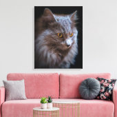 Mooie Nebelung Kat Lang Haar Russisch Blauw Grijs Canvas Afdruk (Insitu (Woonkamer))