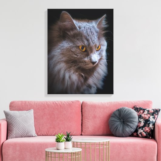 Mooie Nebelung Kat Lang Haar Russisch Blauw Grijs Canvas Afdruk (Insitu (Woonkamer))