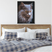 Mooie Nebelung Kat Lang Haar Russisch Blauw Grijs Canvas Afdruk (Insitu (Slaapkamer))