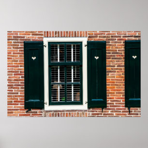 Mooie nederlandse traditionele huizen. Brick wall  Poster
