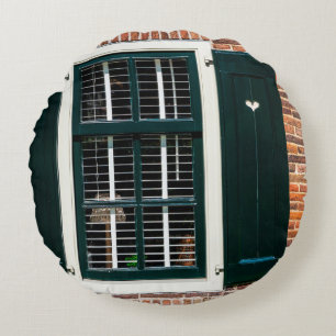 Mooie nederlandse traditionele huizen. Brick wall Rond Kussen