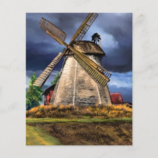 Mooie Nederlandse Windmolen Landschap - Tekening Flyer (Voorkant)
