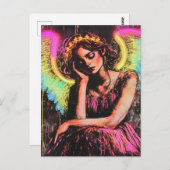Mooie Neon Angel Fantasy Briefkaart (Voorkant / Achterkant)