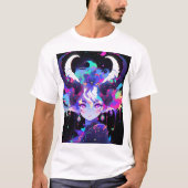 Mooie Neon Anime Demon Elf Meisje Met Horens T-shirt (Voorkant)