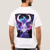Mooie Neon Anime Demon Elf Meisje Met Horens T-shirt (Achterkant)