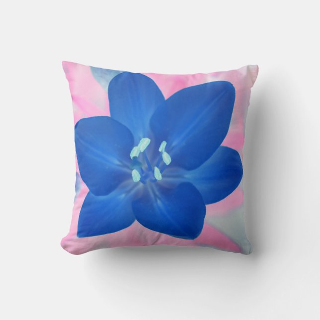 Mooie Neon Blue Lily Flower Pillow-kussen Kussen (Voorkant)
