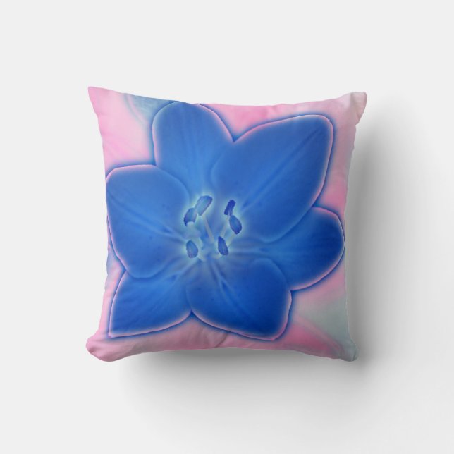 Mooie Neon Blue Lily Flower Pillow-kussen Kussen (Voorkant)