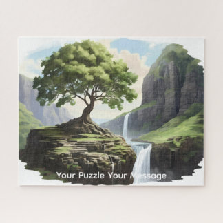 Mooie neon gloeiende waterval bloesem boom legpuzzel