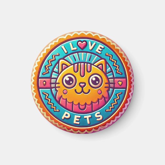 Mooie Neon Kat Badge Magneet (Voorkant)