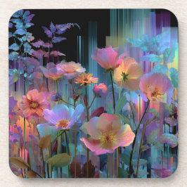 Mooie neon kunst bloemen bier onderzetter