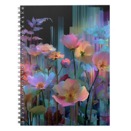Mooie neon kunst bloemen notitieboek