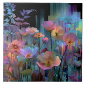 Mooie neon kunst bloemen tegeltje (Voorkant)