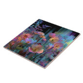 Mooie neon kunst bloemen tegeltje (Zijkant)