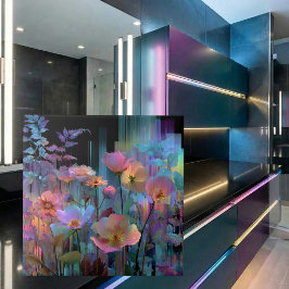 Mooie neon kunst bloemen tegeltje