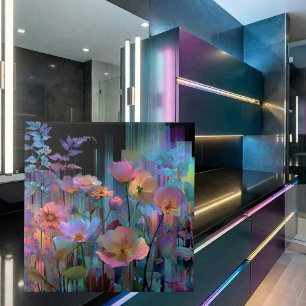 Mooie neon kunst bloemen tegeltje