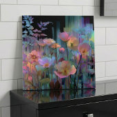 Mooie neon kunst bloemen tegeltje