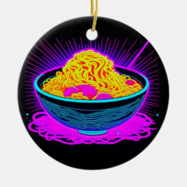 Mooie Neon schaal met Ramen Noodles Keramisch Ornament