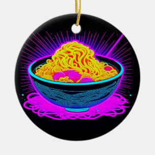 Mooie Neon schaal met Ramen Noodles Keramisch Ornament