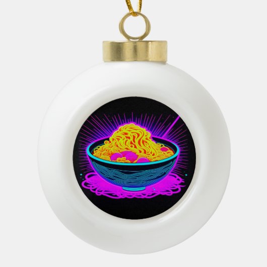 Mooie Neon schaal met Ramen Noodles Keramische Bal Ornament (Voorkant)