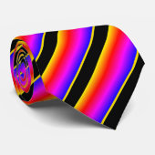 Mooie neonkleuren - zwarte strips stropdas (Opgerold)