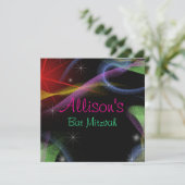 Mooie neonlichten, Bat Mitzvah uitnodiging (Staand voorkant)