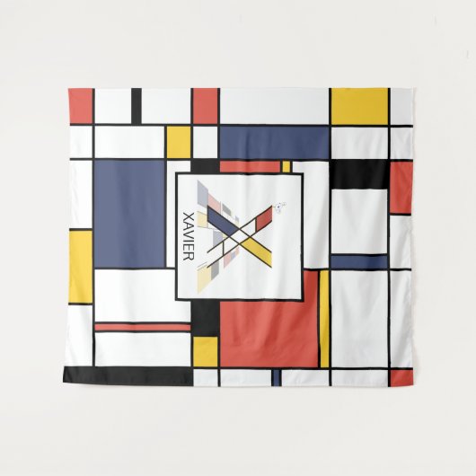 Mooie Neoplasticism Kunst Monogram. Letter X Wandkleed (Voorkant (horizontaal))