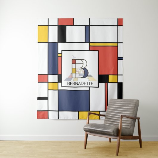 Mooie neoplasticistische kunstmonogram. Letter B Wandkleed (In situ)