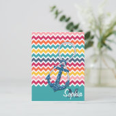 Mooie nep glitter-nautische anker oneindig briefkaart (Staand voorkant)