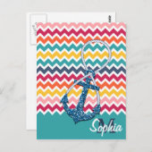 Mooie nep glitter-nautische anker oneindig briefkaart (Voorkant / Achterkant)