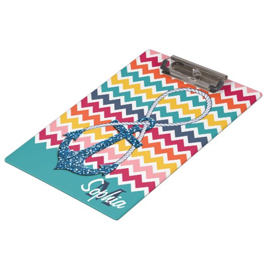 Mooie nep glitter-nautische anker oneindig klembord (Gekanteld)