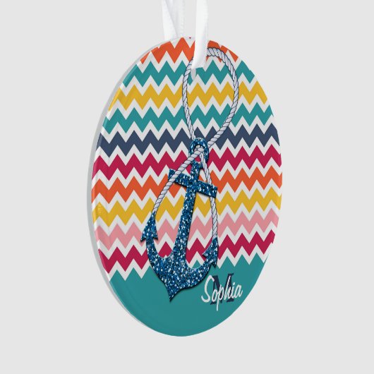 Mooie nep glitter-nautische anker oneindig ornament (voorkant)