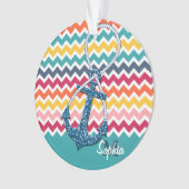 Mooie nep glitter-nautische anker oneindig ornament (voorkant)