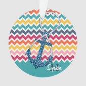 Mooie nep glitter-nautische anker oneindig ornament (voorkant)